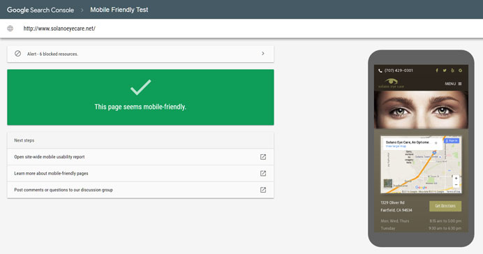 google mobile-friendly test